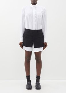 Sacai - X Thomas Mason Cotton-poplin Mini Shirt Dress - Womens - White Black