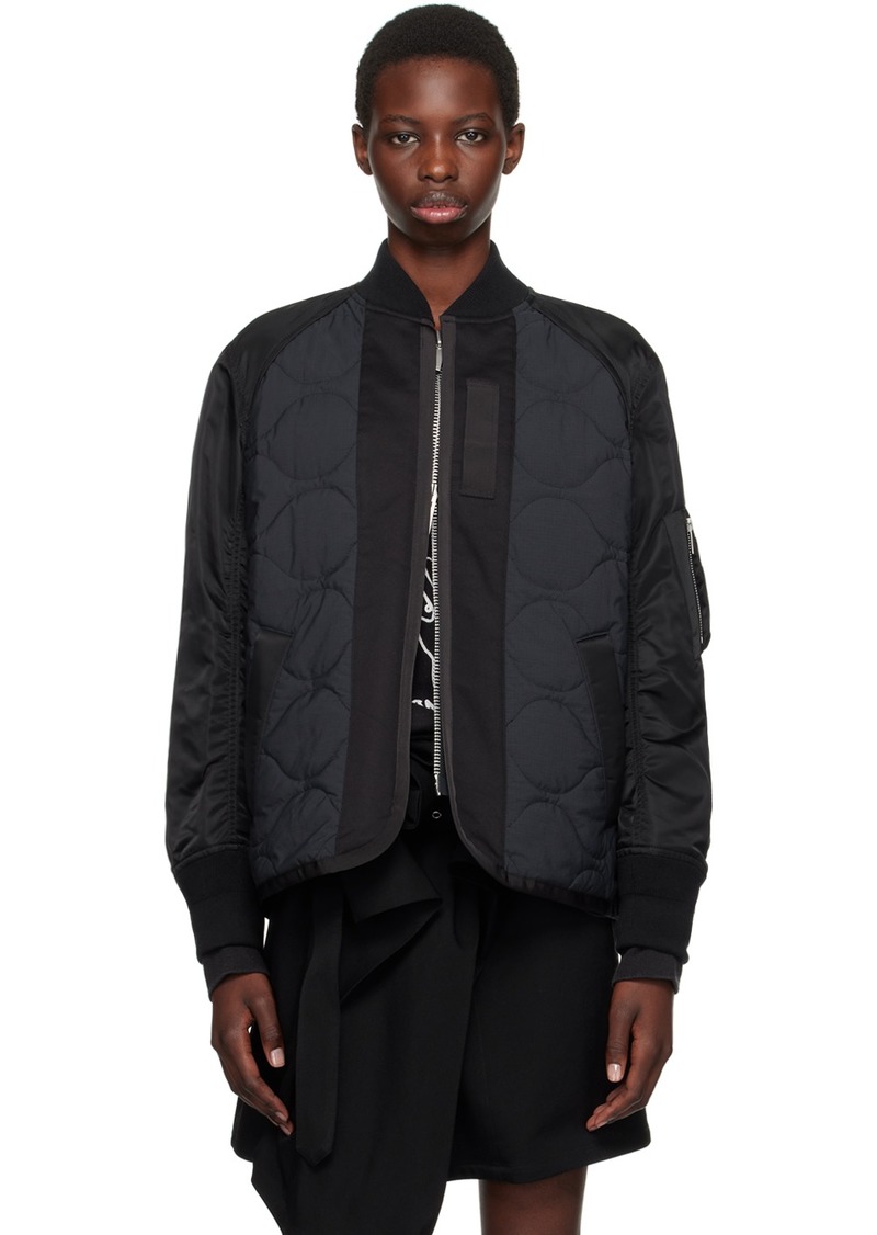 sacai Black & Navy Quilted Bomber Jacket