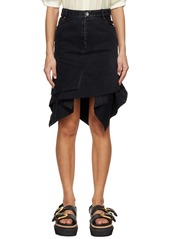 sacai Black Asymmetric Denim Midi Skirt