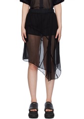 sacai Black Asymmetric Midi Skirt