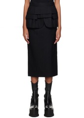 sacai Black Chalk Stripe Midi Skirt