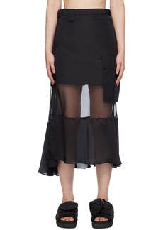 sacai Black Combo Midi Skirt
