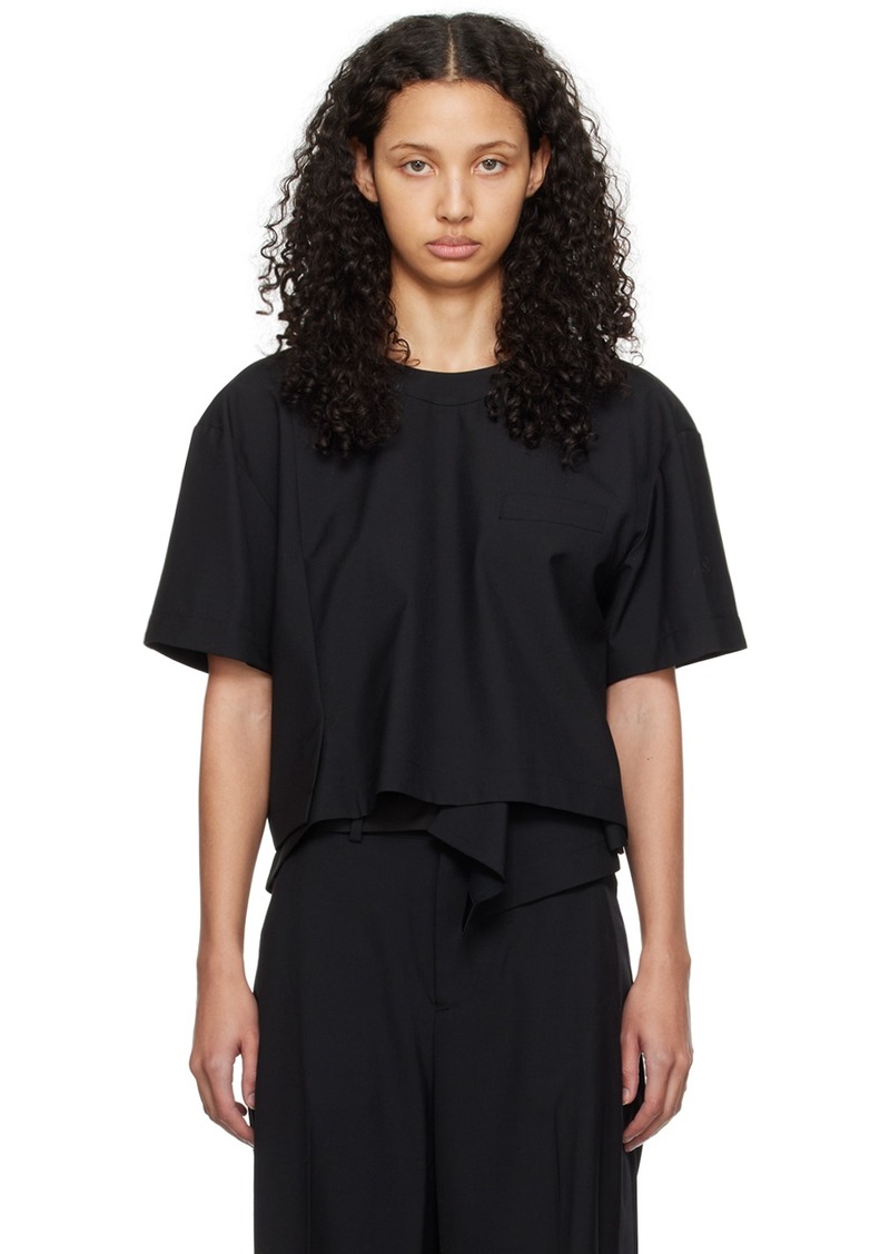 sacai Black Draped T-Shirt