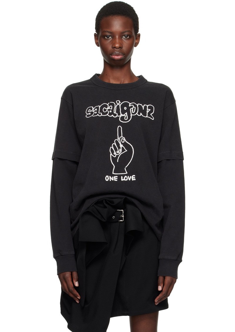 sacai Black Layered Long Sleeve T-Shirt