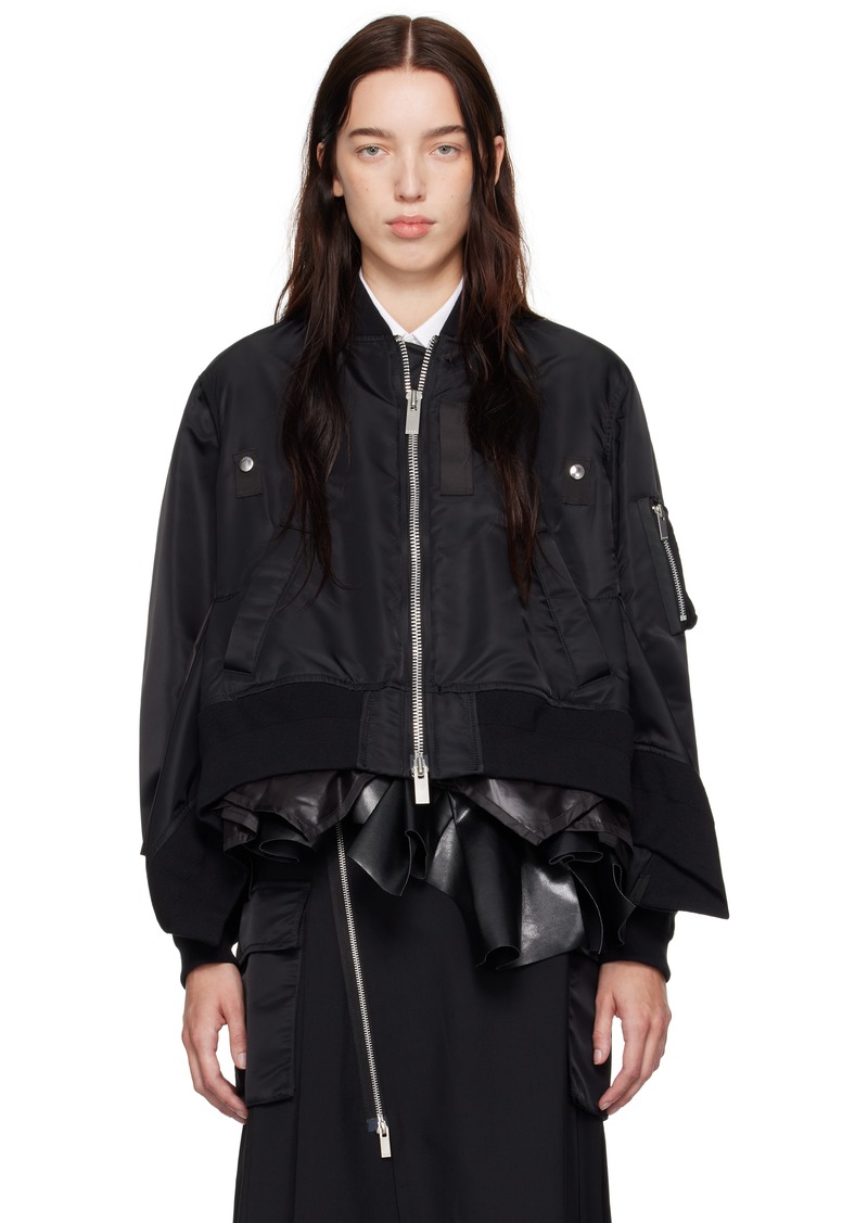 sacai Black Nylon Twill Bomber Jacket