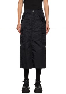 sacai Black Pleated Midi Skirt