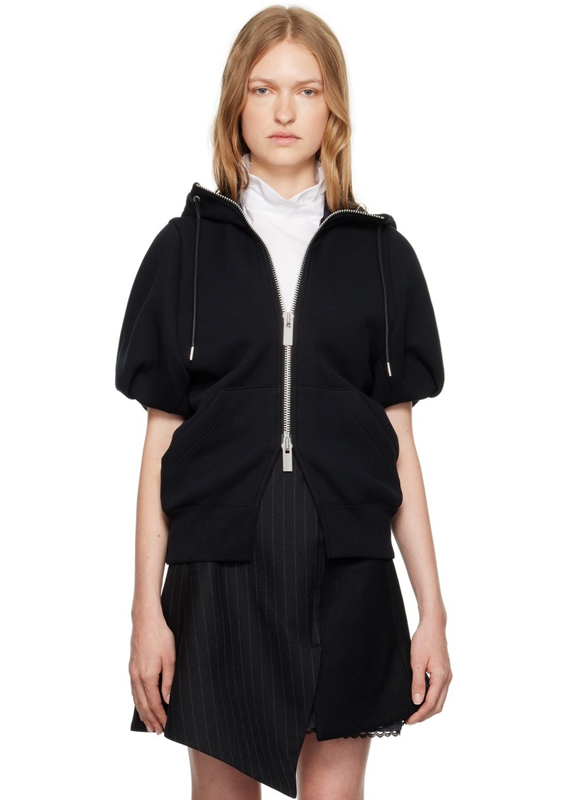 sacai Black Puff Sleeve Hoodie