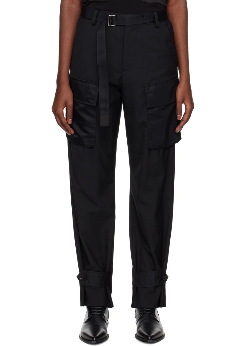 sacai Black Suiting & Nylon Twill Trousers