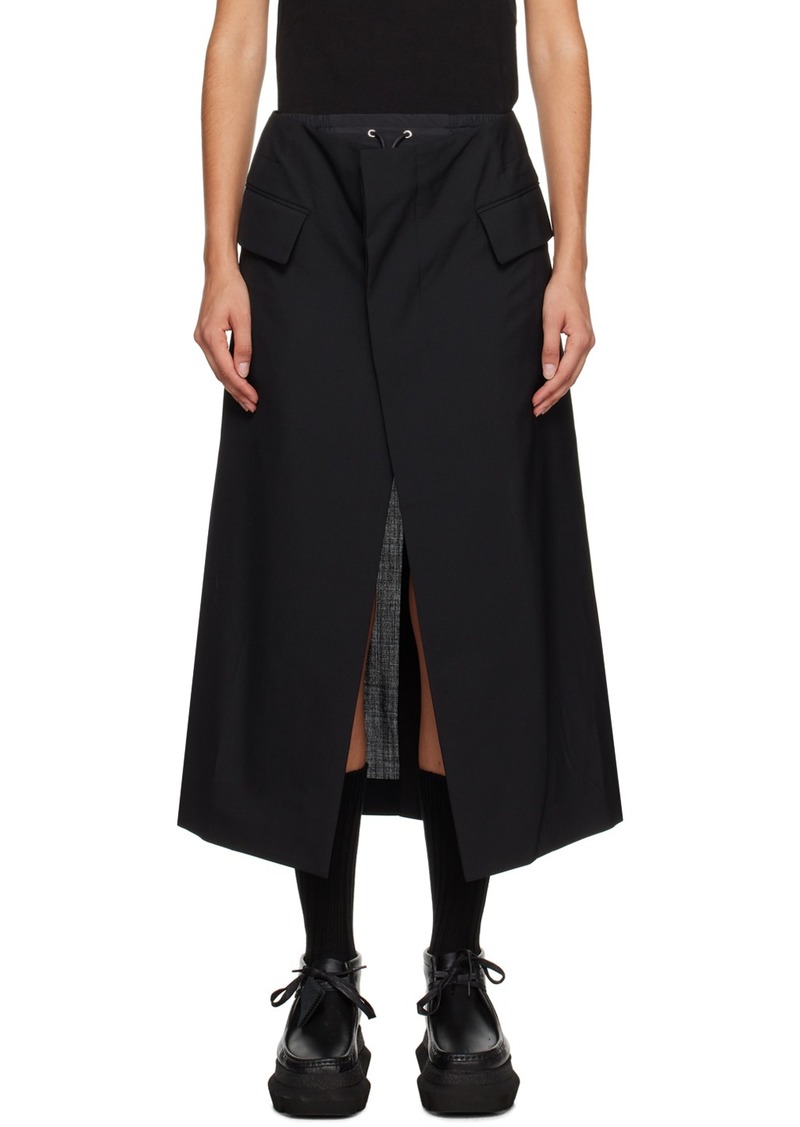 sacai Black Wrap Midi Skirt