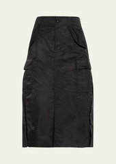 SACAI Cargo Nylon Pleat-Back Midi Skirt