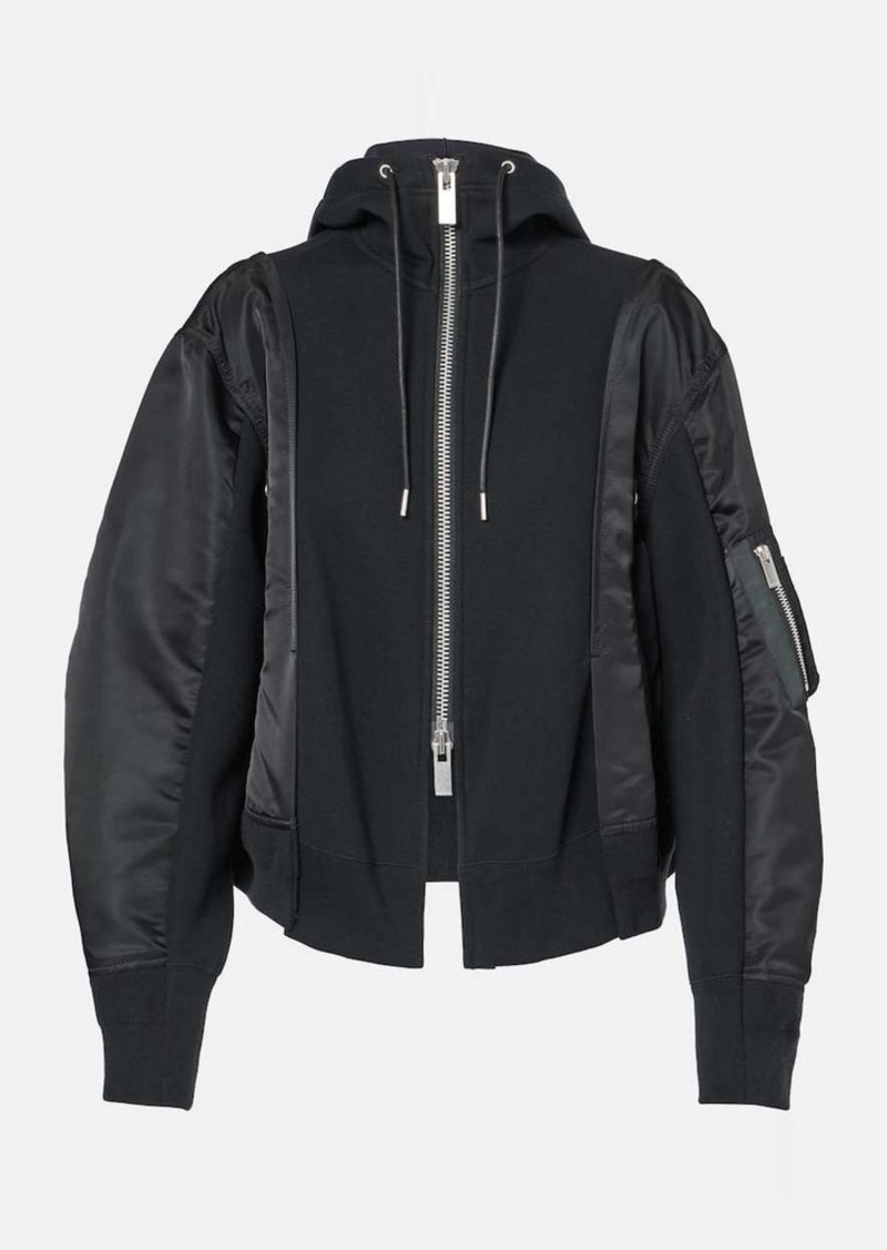 Sacai Cotton-blend jersey and twill bomber jacket