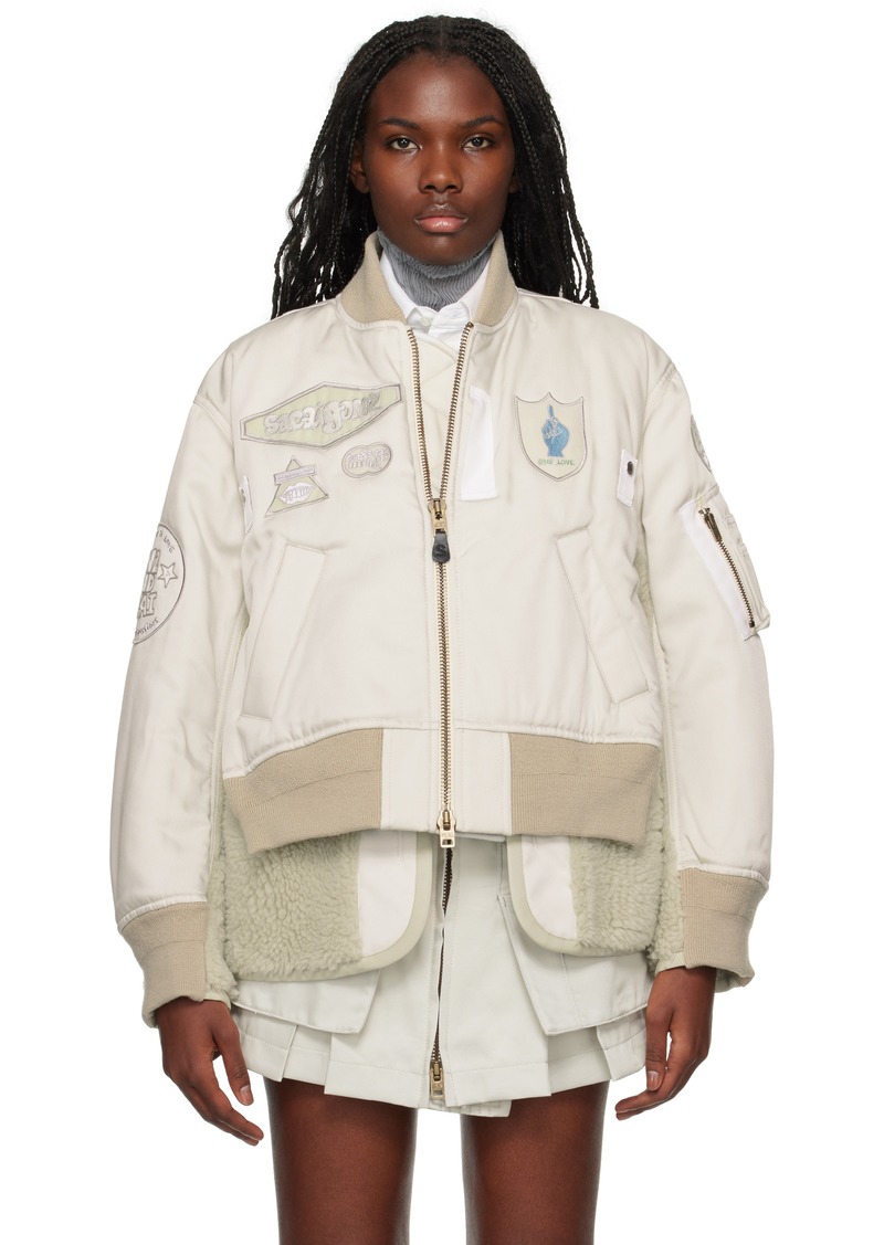 sacai Gray Spiewak & Gonz Edition Multi Patch Bomber Jacket