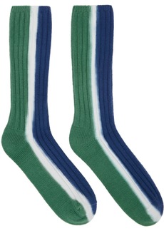 sacai Green & Navy Vertical Dye Socks
