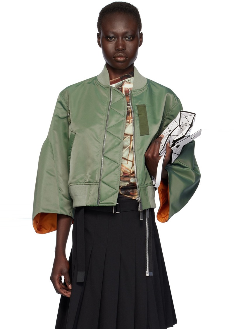 sacai Green Nylon Bomber Jacket