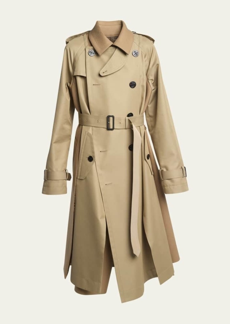 SACAI Hybrid Long Belted Trench Coat