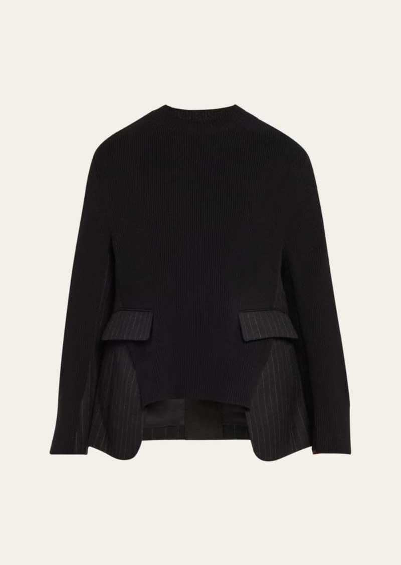 SACAI Hybrid Ribbed Wool Blazer Sweater