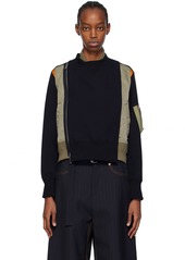 sacai Khaki & Navy Layered Bomber Jacket