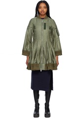 sacai Khaki Pleated Coat