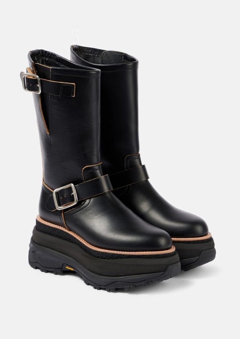 Sacai Leather platform biker boots