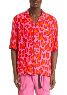 Sacai Leopard Print Bowling Shirt in Pink at Nordstrom