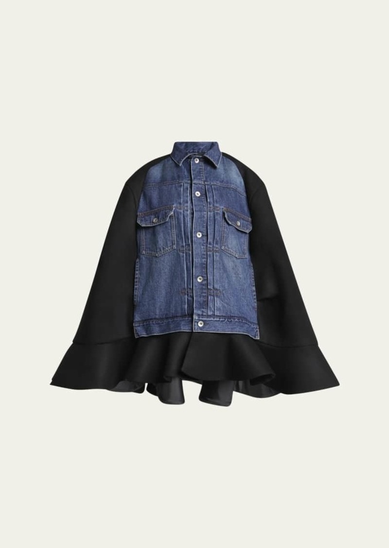 SACAI Melton Denim Wool Cape