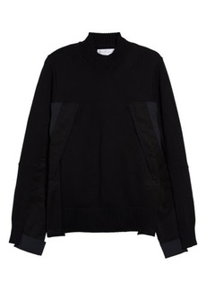 Sacai Mixed Media Sweater in Black at Nordstrom