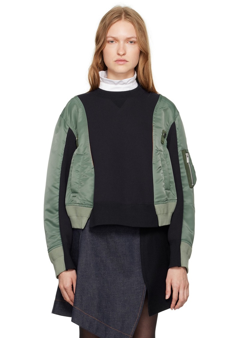 sacai Navy & Green Bomber Sweatshirt