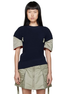 sacai Navy & Khaki Mix Sweater