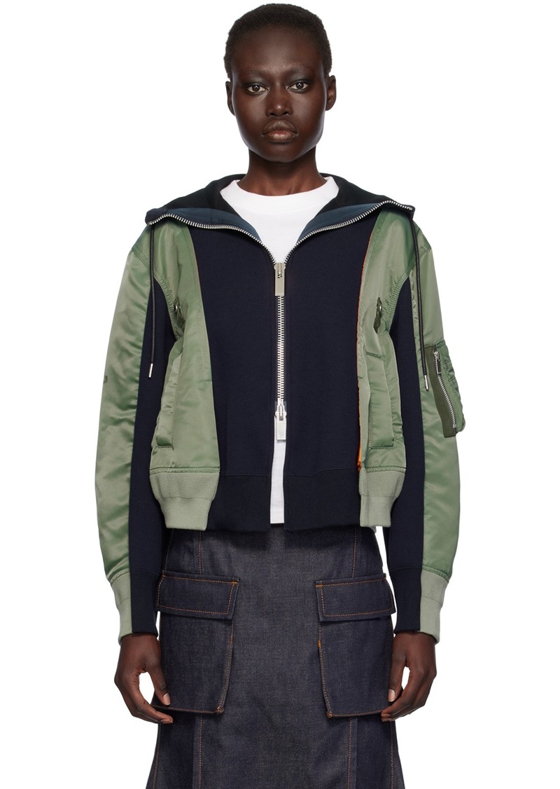 sacai Navy & Khaki Sponge Sweat Hoodie