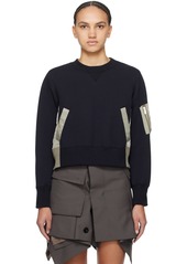 sacai Navy Paneled Sweatshirt