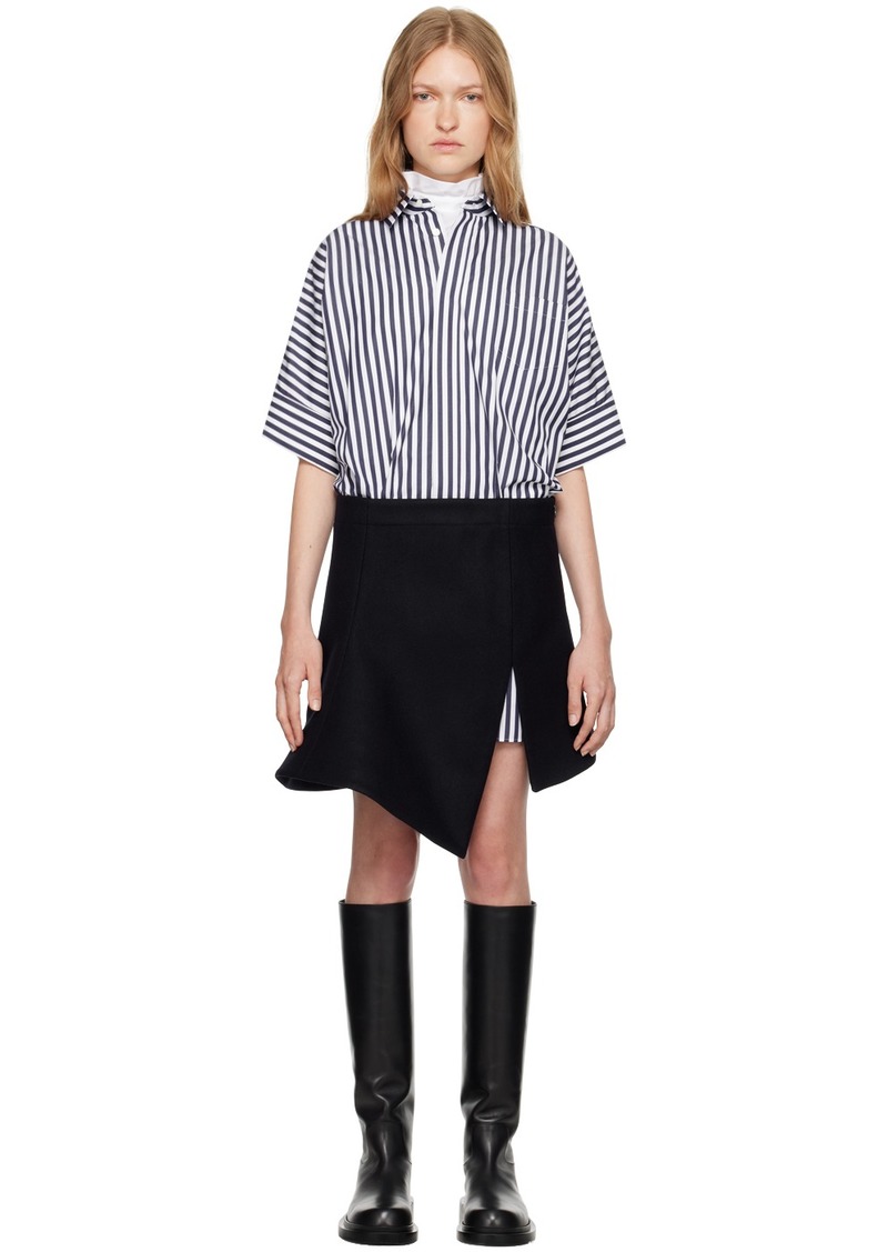 sacai Navy Striped Paneled Mini Dress