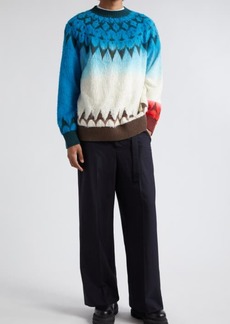 Sacai Ombré Geometric Jacquard Crewneck Sweater