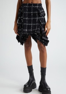 Sacai Plaid Asymmetric Hem Tweed Wrap Skirt