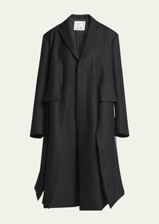 SACAI Seamed Pinstripe Flared Coat