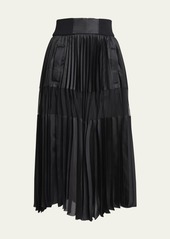 SACAI Sheer Panel Pleated Midi Skirt