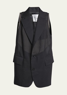 SACAI Sheer Pinstripe Cocoon Blazer Vest