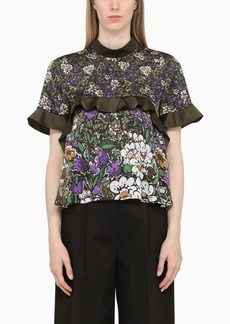 Sacai Short floral print blouse