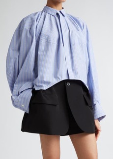 Sacai Stripe Poplin Crop Button-Up Shirt