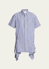 SACAI Striped Shirtdress with Ruffled Hem