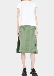 SACAI Taffeta Zip-Pleated Midi Skirt