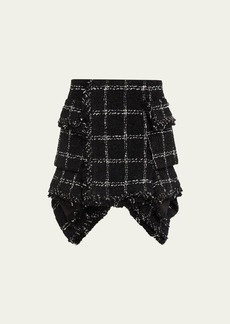 SACAI Tweed Ruffle Hem Mini Skirt