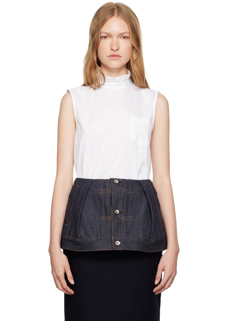 sacai White Mock Neck Top