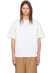 sacai White Paneled T-Shirt