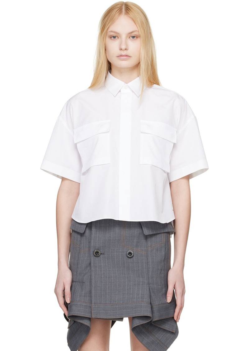 sacai White Spread Collar Shirt