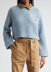 Sacai Carhartt WIP Wool Blend Crop Sweater