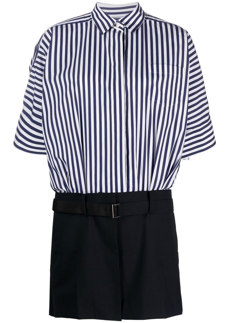 Sacai striped-panelled shirt dress