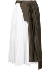 Sacai two-tone pleated midi skirt