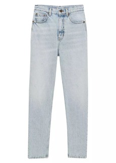 Saint Laurent 80s Cropped Jeans In Caribbean Denim