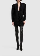 Saint Laurent Asymmetric Long Sleeve Wool Dress