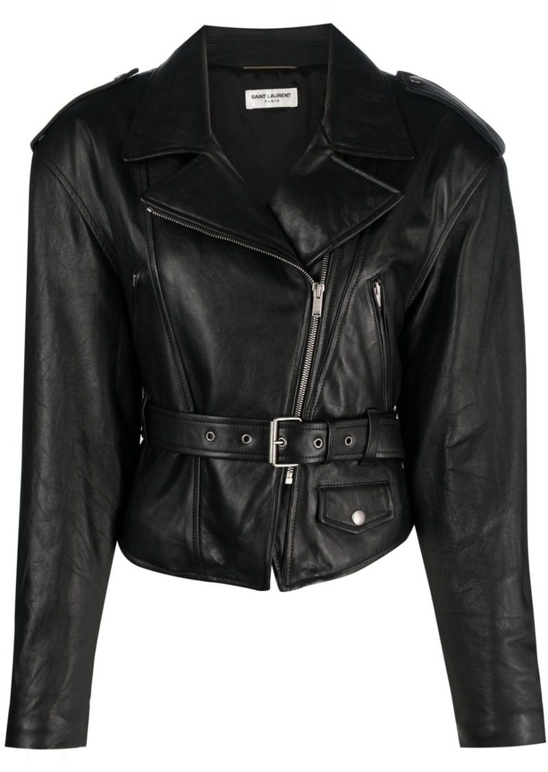 Saint Laurent belted leather jacket